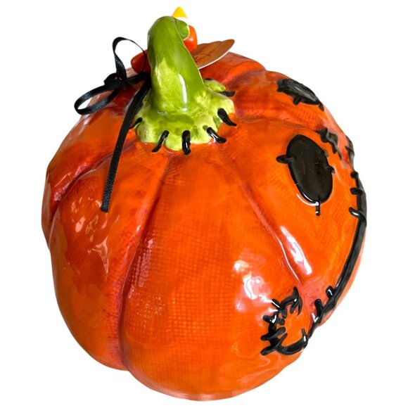 NWT! Blue Sky Stitched Jack-o’-Lantern Pumpkin Figurine - Picture 6 of 13